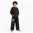 WEELZ Kids Dinosaur Embroidered Wide-Leg Jeans — Black — styled look 1