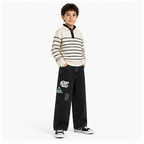WEELZ Kids Dinosaur Embroidered Wide-Leg Jeans — Black — styled look 3