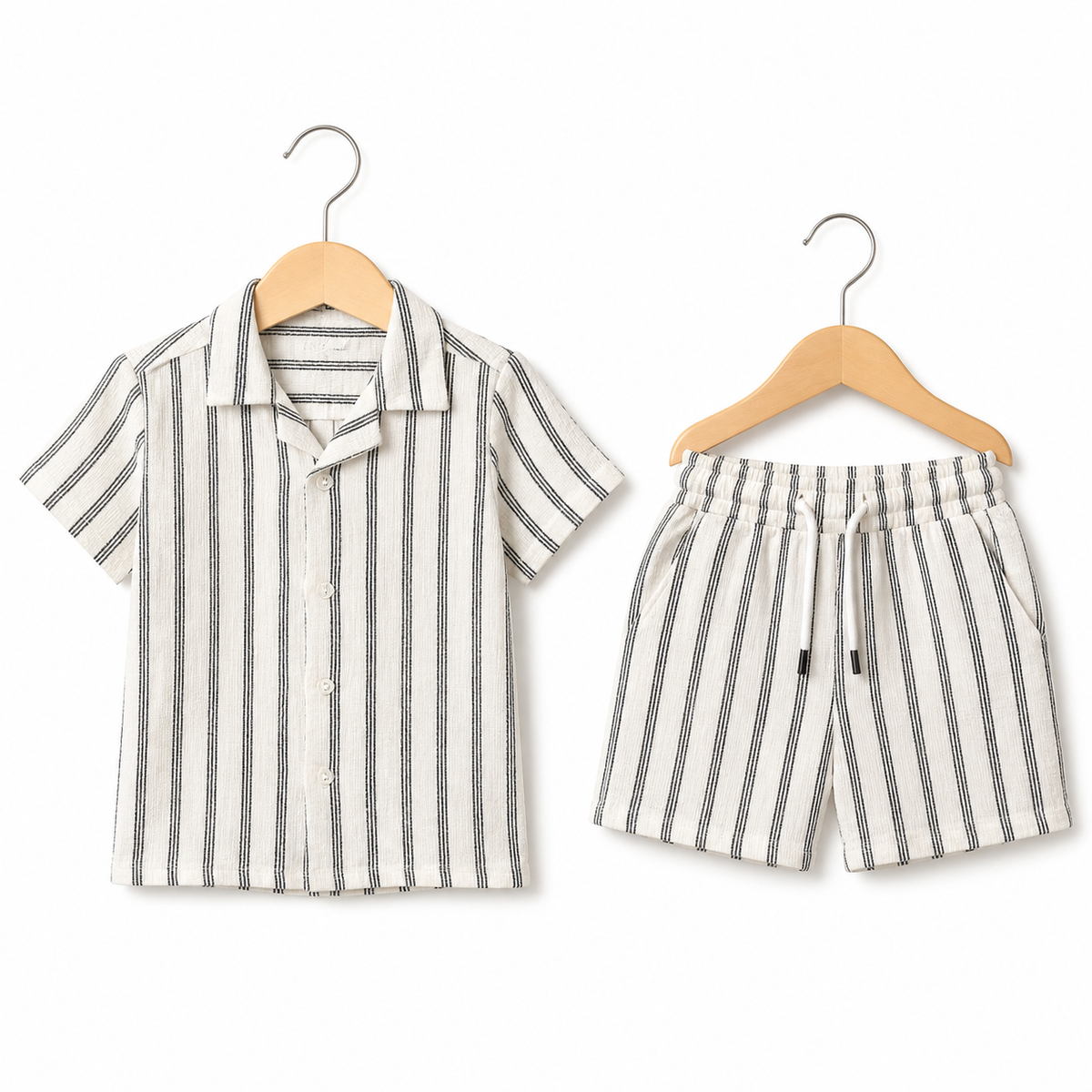 WEELZ Kids Fine-Stripe Two-Piece Set — front on hanger