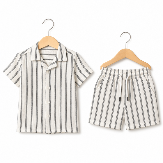 WEELZ Kids Fine-Stripe Two-Piece Set — front on hanger