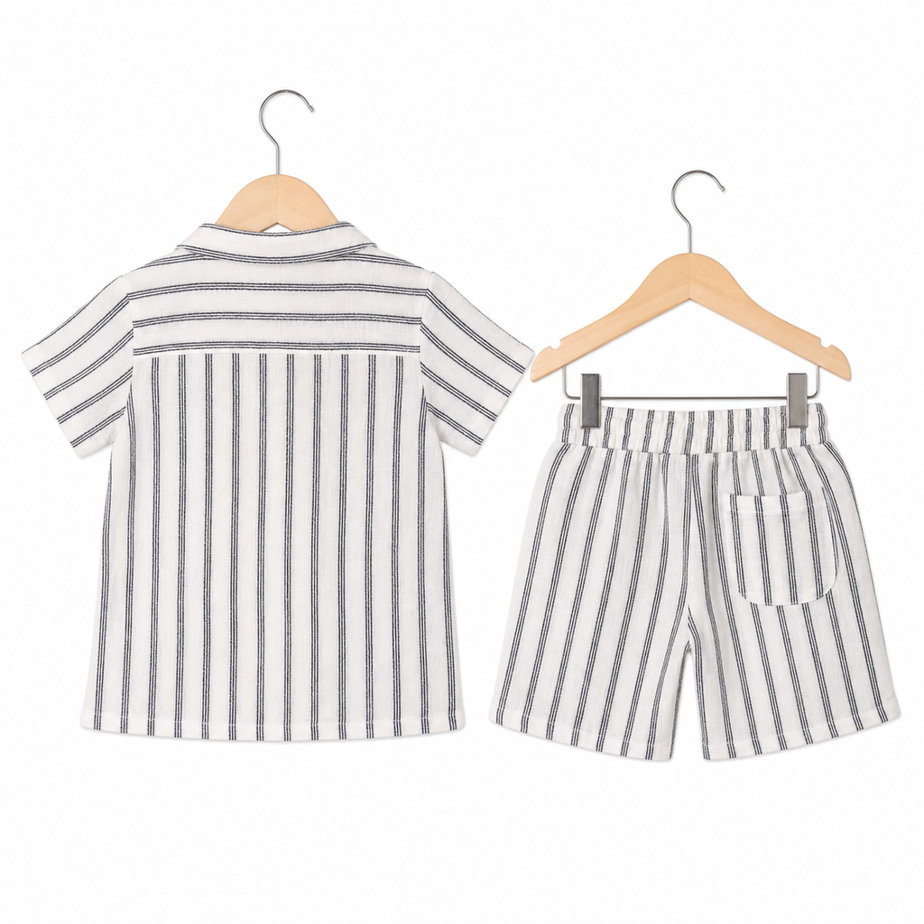 WEELZ Kids Fine-Stripe Two-Piece Set — back on hanger