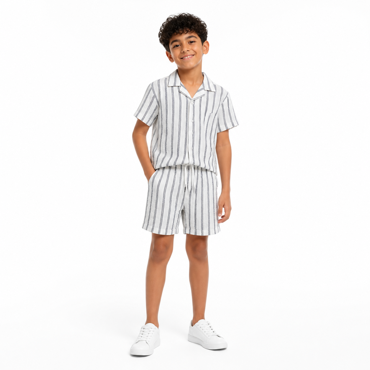 WEELZ Kids Fine-Stripe Two-Piece Set — child model look 1