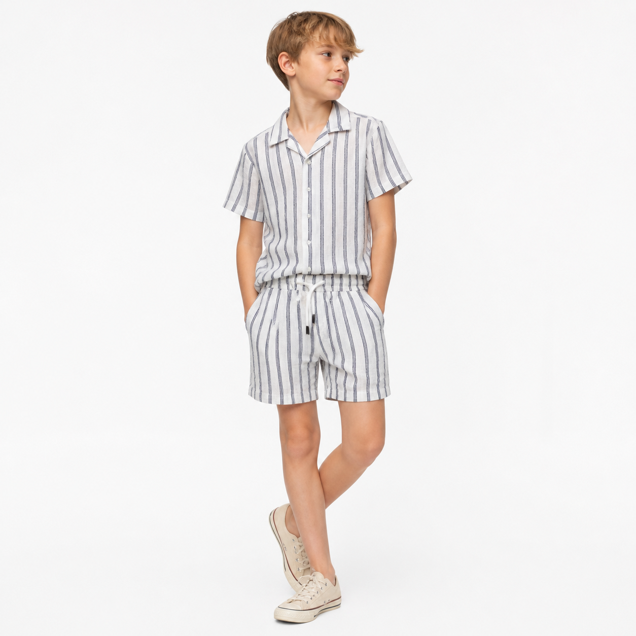 WEELZ Kids Fine-Stripe Two-Piece Set — child model look 2
