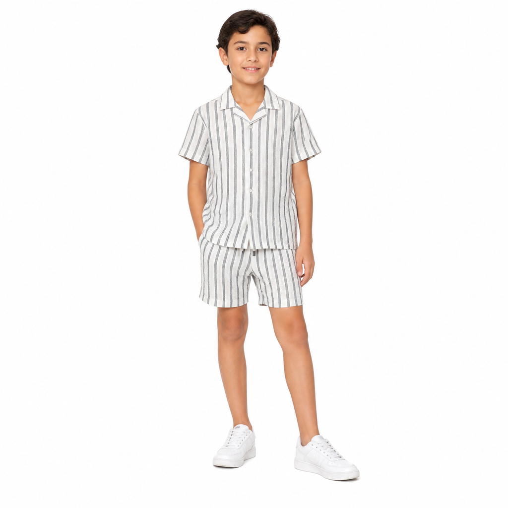 WEELZ Kids Fine-Stripe Two-Piece Set — child model look 3