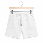 WEELZ Kids Sweat Shorts — White, front view on hanger