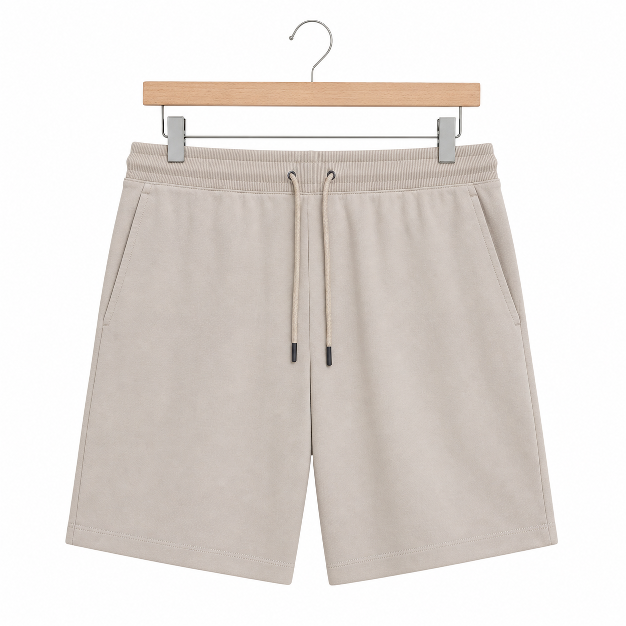 WEELZ Melton Jersey Shorts — Beige — front product on hanger