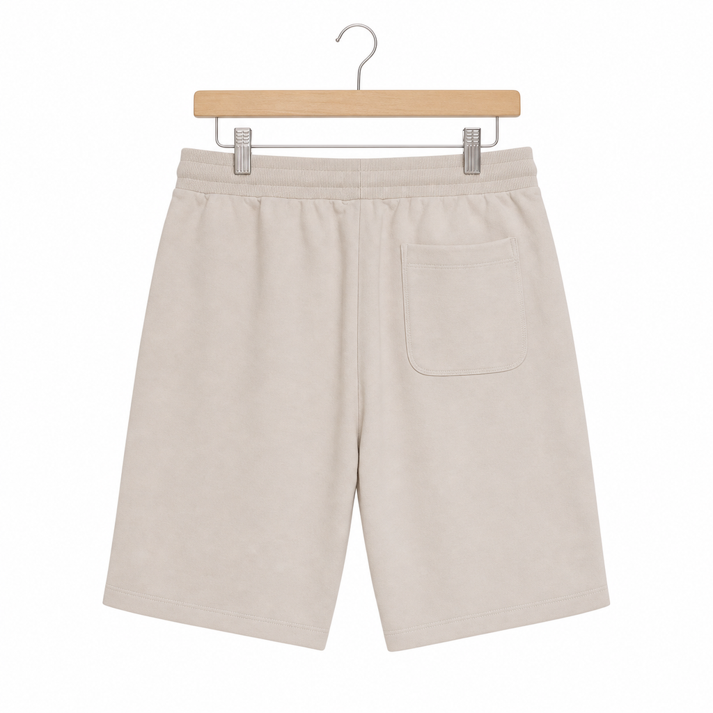 WEELZ Melton Jersey Shorts — Beige — back product on hanger