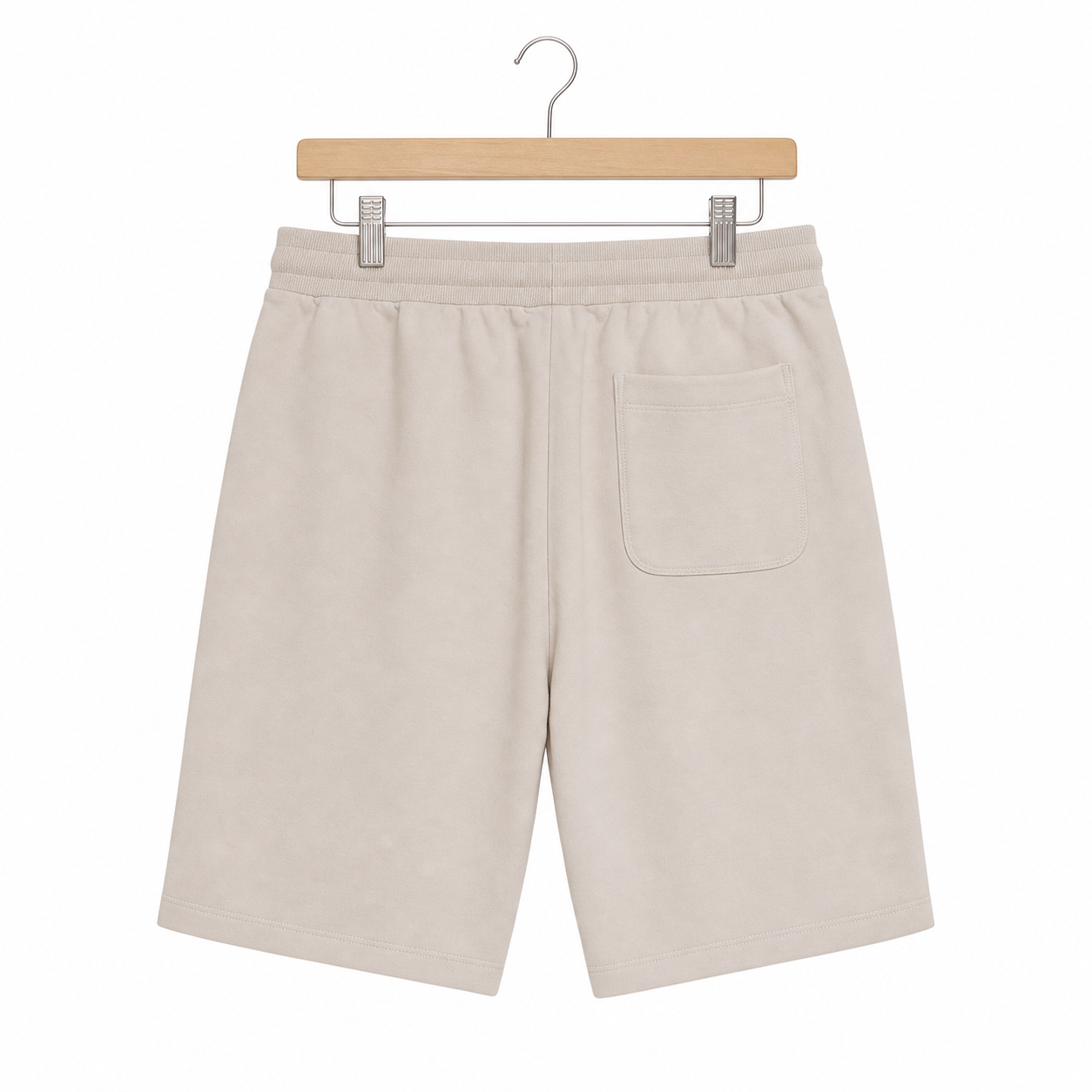 WEELZ Melton Jersey Shorts — Beige — back product on hanger
