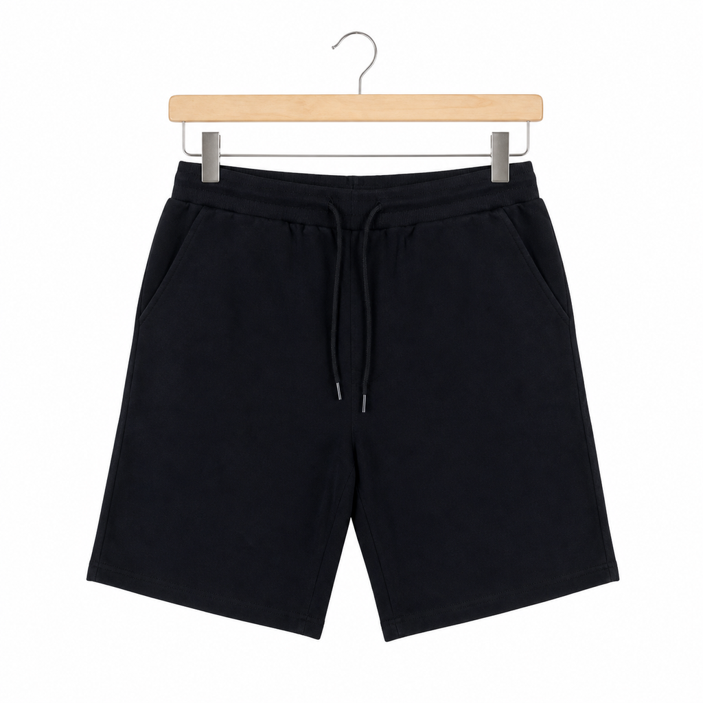 WEELZ Melton Jersey Shorts — Black — front product on hanger