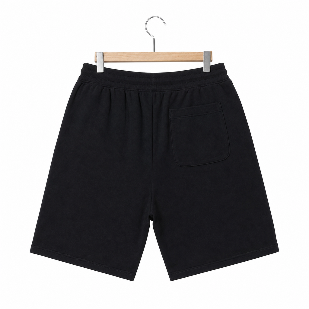 WEELZ Melton Jersey Shorts — Black — back product on hanger
