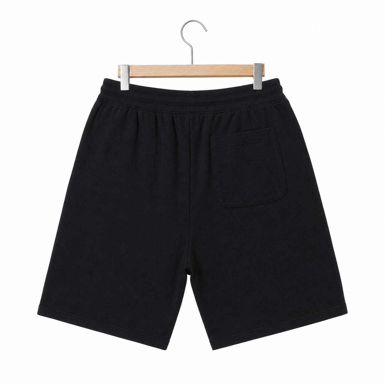 WEELZ Melton Jersey Shorts — Black — back product on hanger
