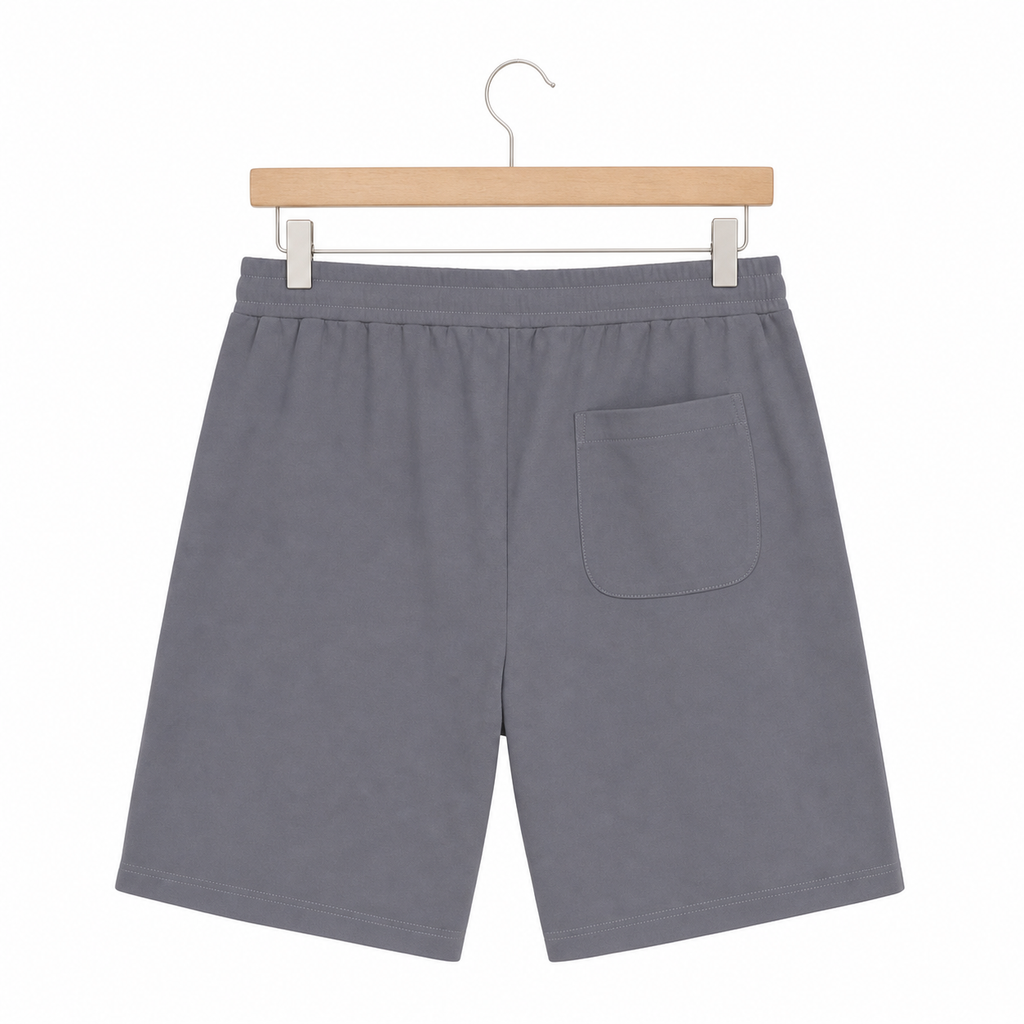WEELZ Melton Jersey Shorts — Grey — back product on hanger