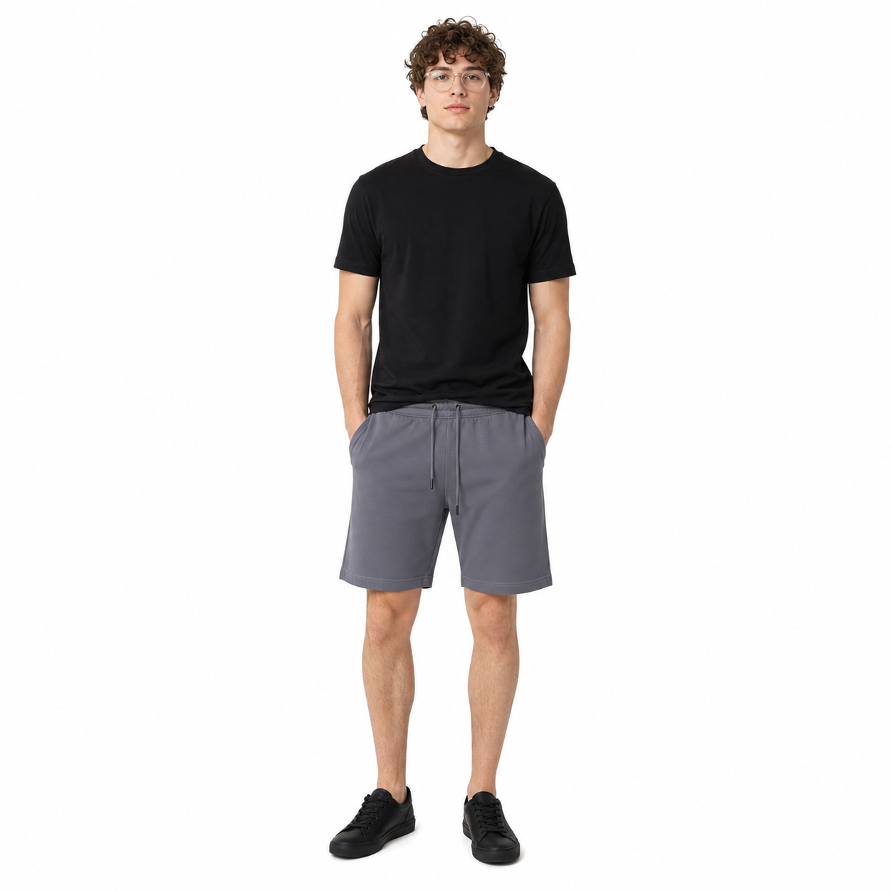 WEELZ Melton Jersey Shorts — Grey — model look 2