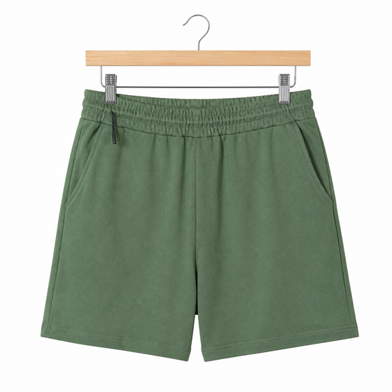 WEELZ Melton Jersey Shorts — Olive Green, source-verified front product view