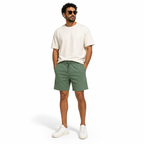 WEELZ Men’s Melton Jersey Shorts — Olive Green styled model view