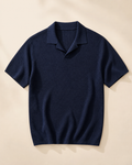 WEELZ men's textured knit polo in navy