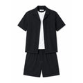 WEELZ Soft Camp-Collar Shirt & Shorts Set - Black - view 1