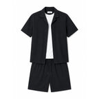 WEELZ Soft Camp-Collar Shirt & Shorts Set - Black - view 1