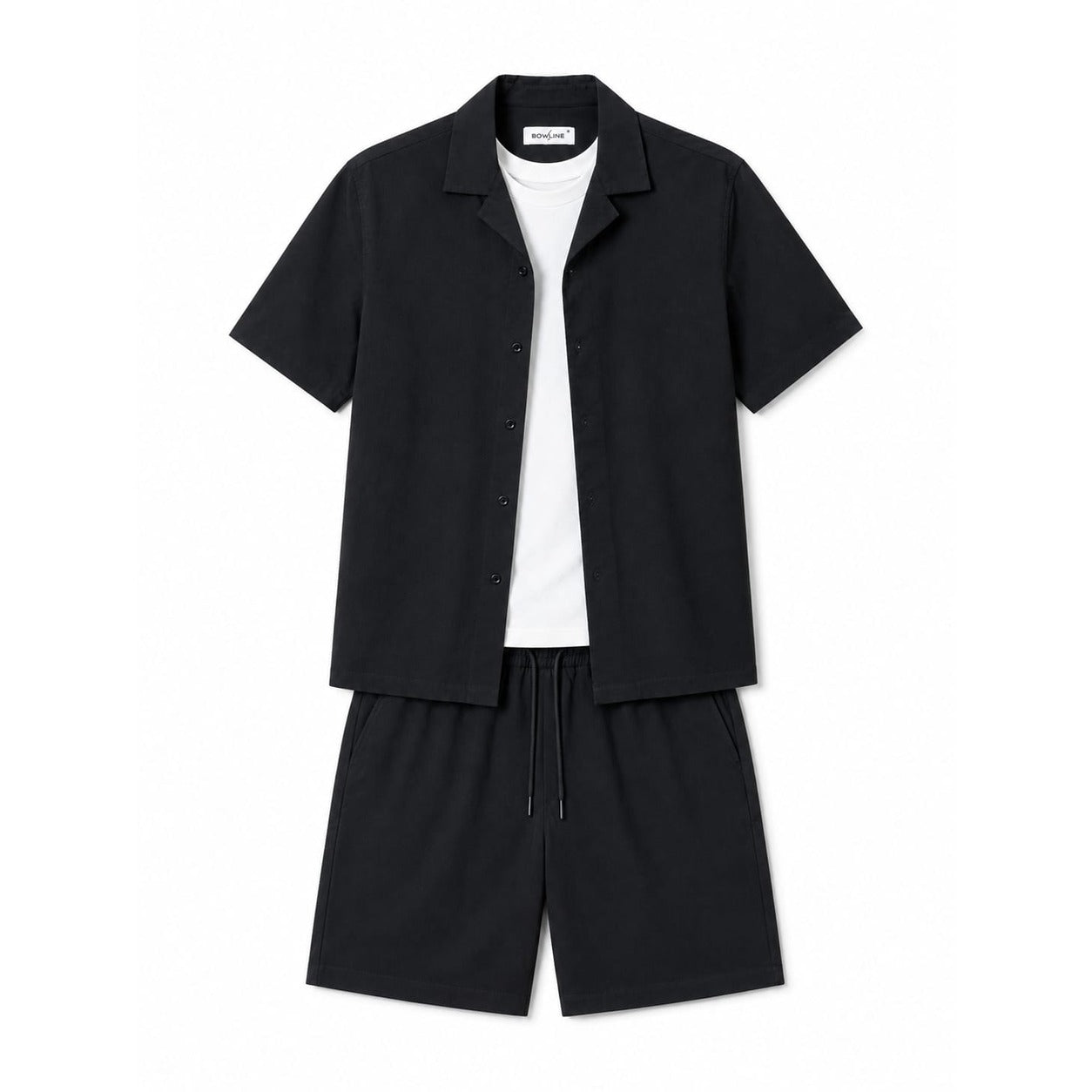 WEELZ Soft Camp-Collar Shirt & Shorts Set - Black - view 1