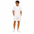 WEELZ Soft Camp-Collar Shirt & Shorts Set - White - view 2