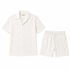 WEELZ Soft Camp-Collar Shirt & Shorts Set - White - view 3