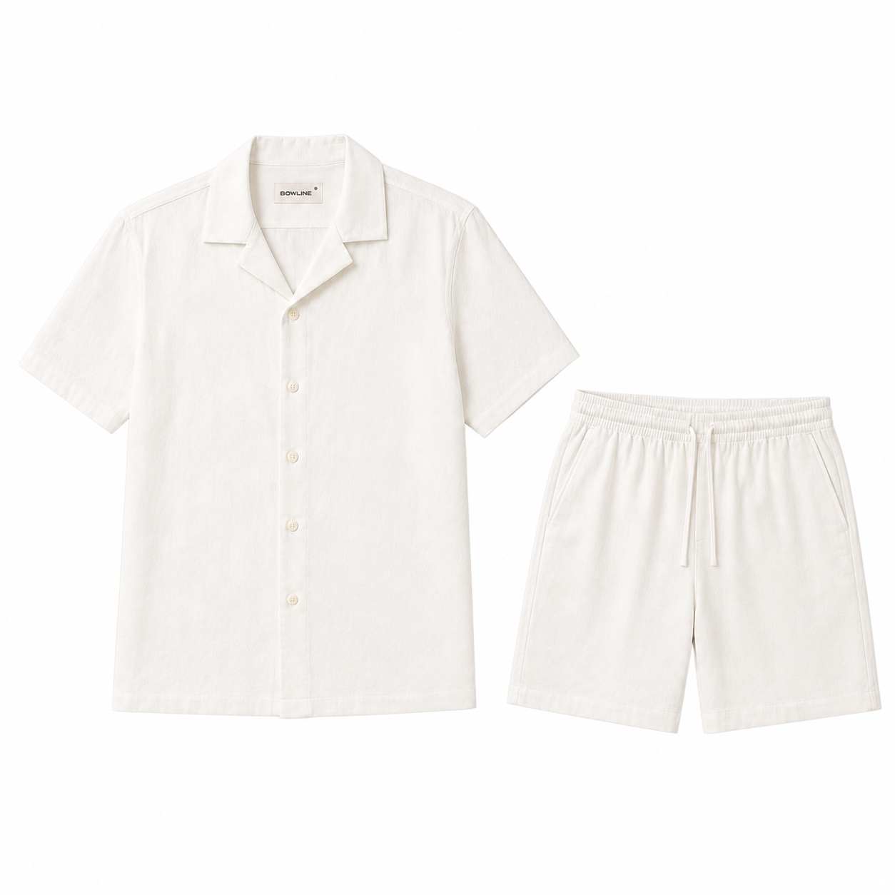WEELZ Soft Camp-Collar Shirt & Shorts Set - White - view 3