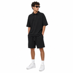 WEELZ Button-Collar Cotton T-Shirt & Shorts Set - Black - view 3