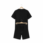 WEELZ Cooling Cotton Crew-Neck T-Shirt & Shorts Set - Black - view 3
