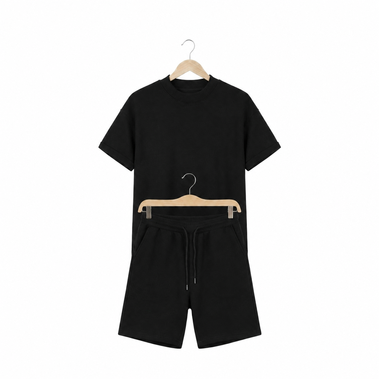 WEELZ Cooling Cotton Crew-Neck T-Shirt & Shorts Set - Black - view 3