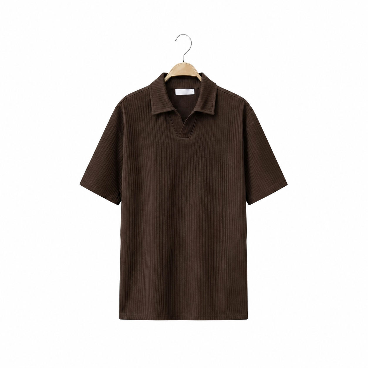 WEELZ Textured V-Collar T-Shirt & Shorts Set - Dark Olive - view 3