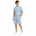 WEELZ Contrast-Stitch Cotton T-Shirt & Shorts Set — Sky Blue, styled look 1