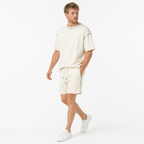 WEELZ Contrast-Stitch Cotton T-Shirt & Shorts Set — White, styled look 2
