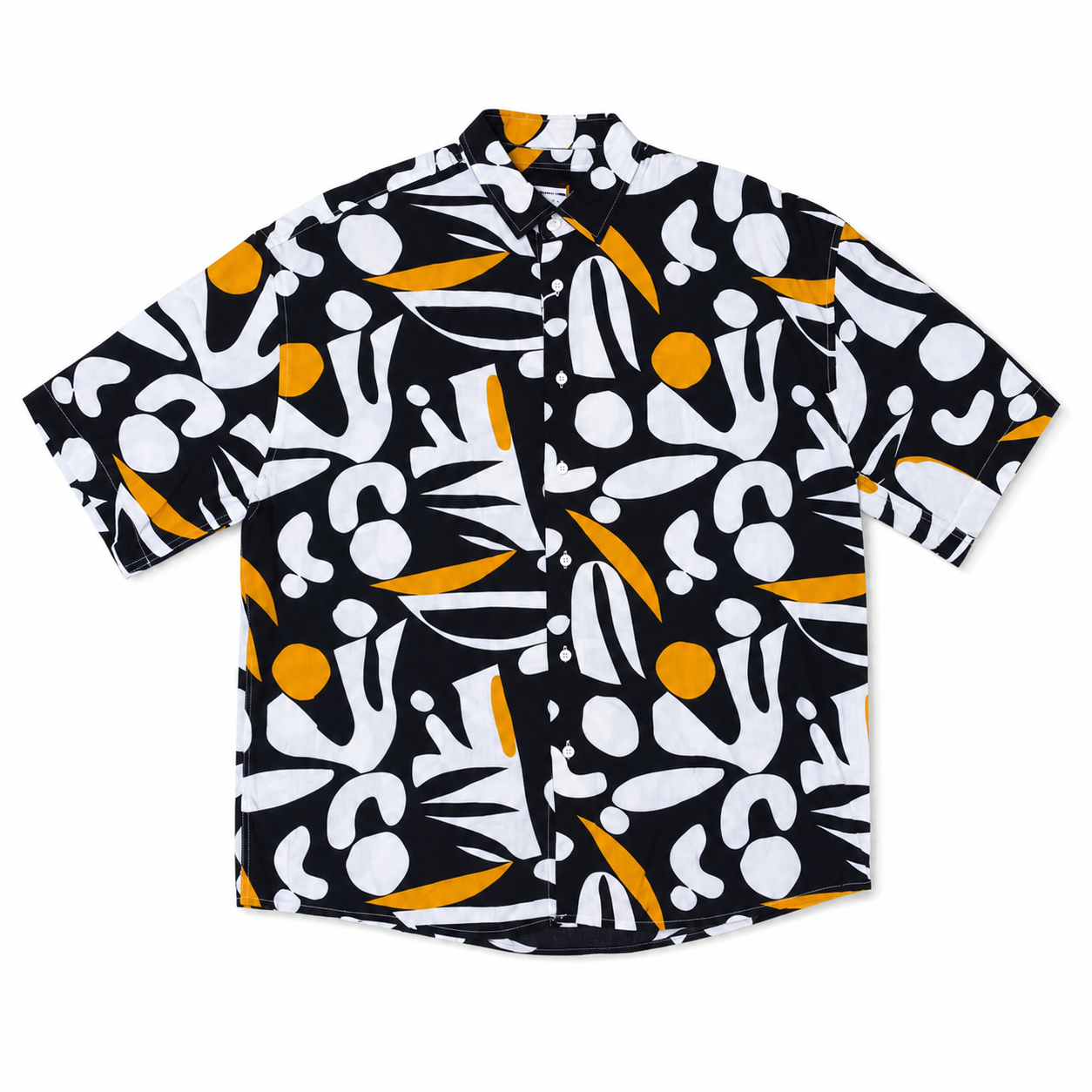 WEELZ Printed Hawaii Short-Sleeve Shirt — Black & White Floral product view