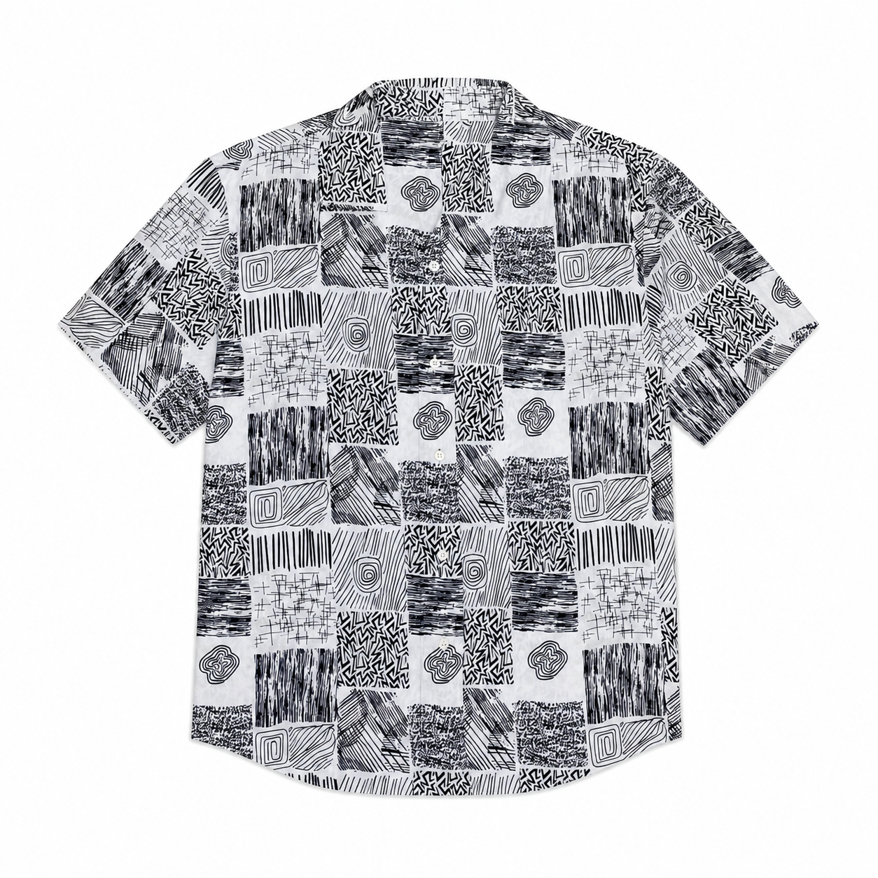 WEELZ Printed Hawaii Short-Sleeve Shirt — Grey Patchwork product view