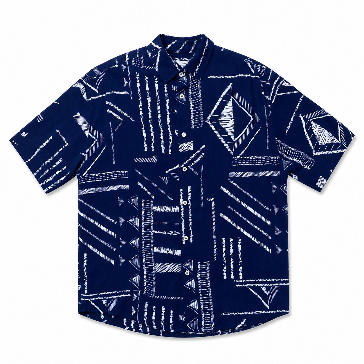 WEELZ Printed Hawaii Short-Sleeve Shirt — Navy Abstract product view