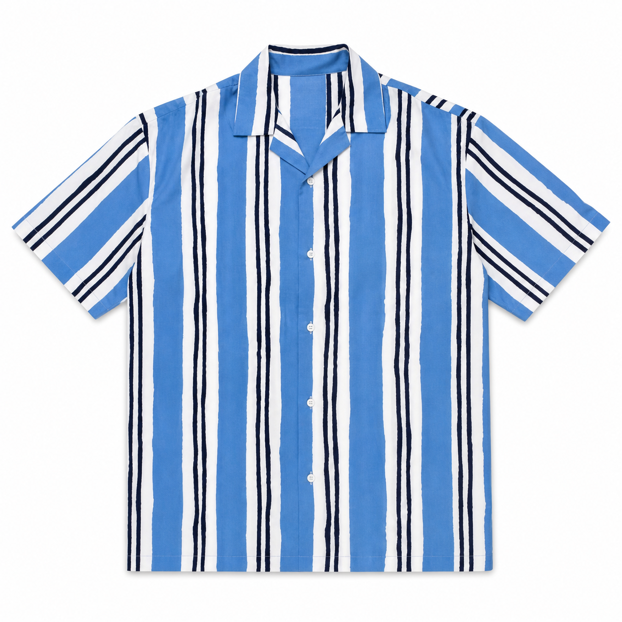 WEELZ Printed Hawaii Short-Sleeve Shirt — Sky Blue Stripe product view
