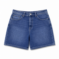 WEELZ Relaxed-Fit Distressed Denim Shorts — Deep Blue product view