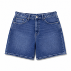 WEELZ Relaxed-Fit Distressed Denim Shorts — Deep Blue product view