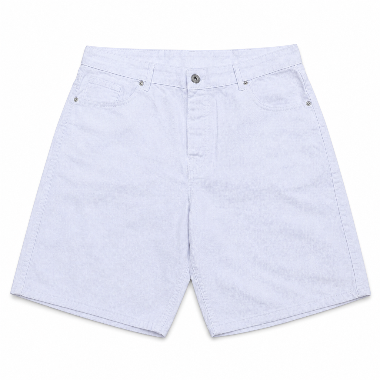 WEELZ Relaxed-Fit Distressed Denim Shorts — White product view