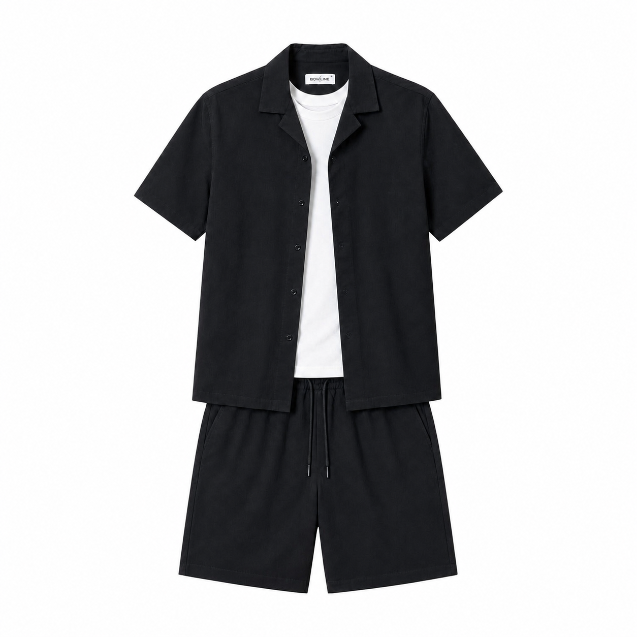 WEELZ Soft Camp-Collar Shirt & Shorts Set - Black - view 1