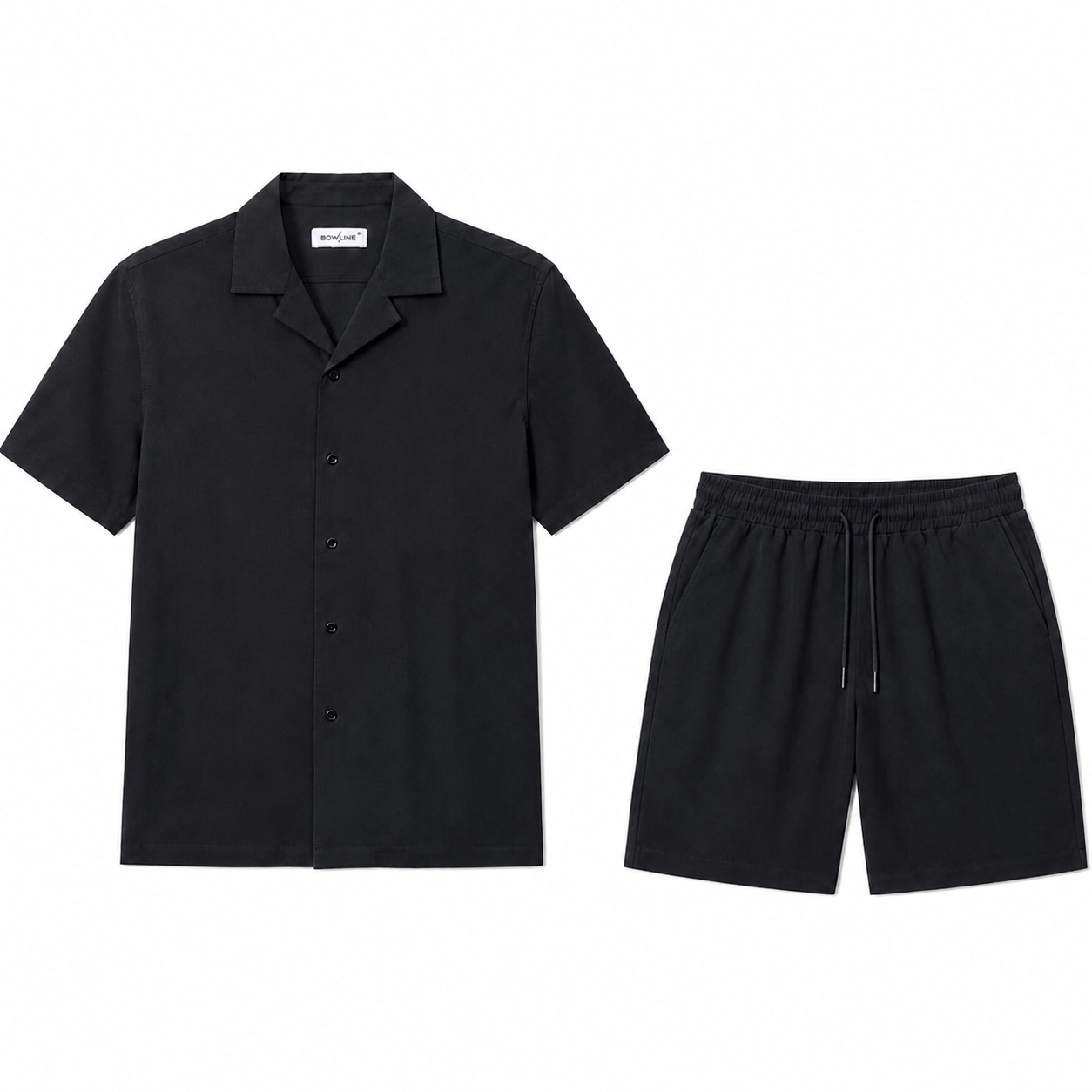 WEELZ Soft Camp-Collar Shirt & Shorts Set - Black - view 2