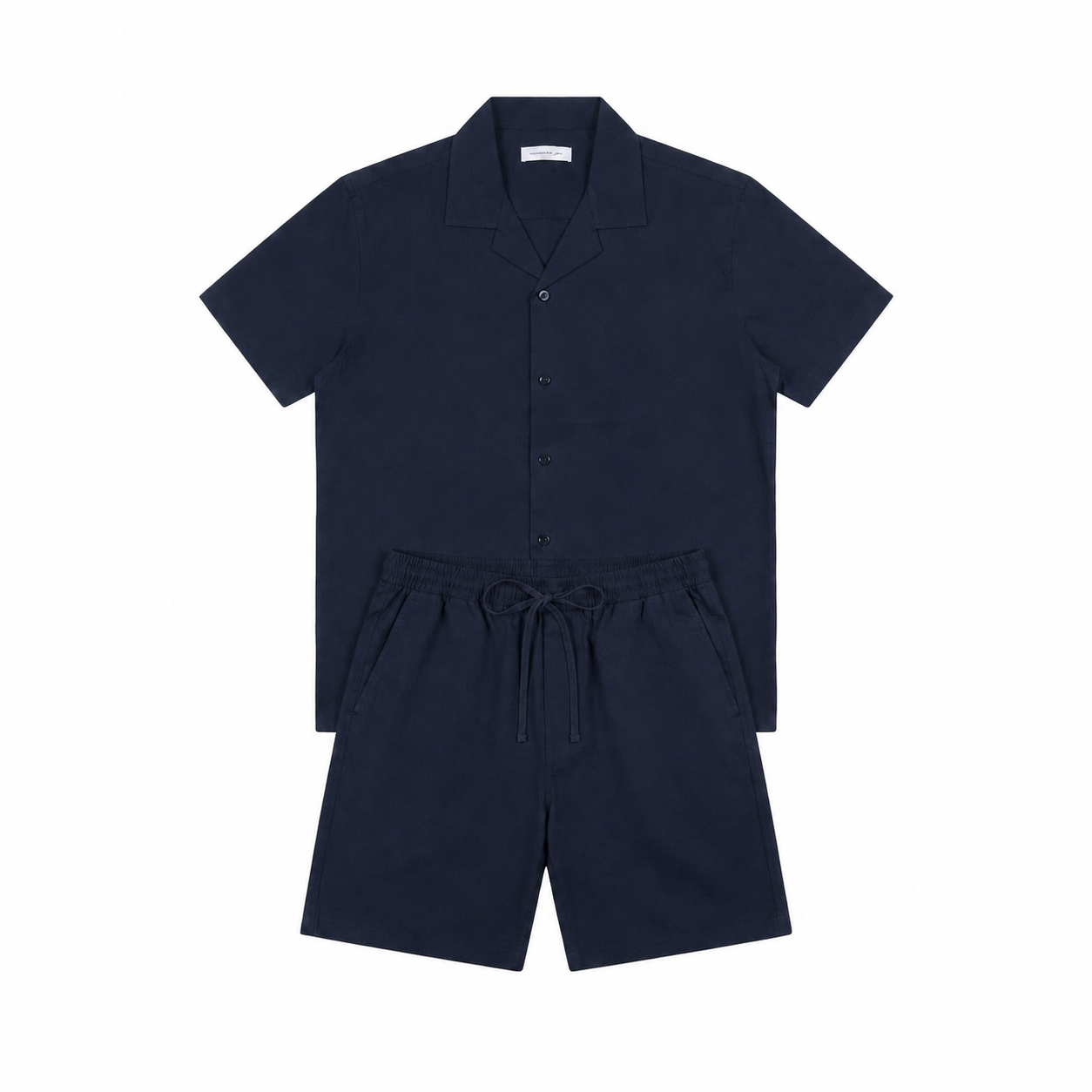 WEELZ Soft Camp-Collar Shirt & Shorts Set - Navy - view 1