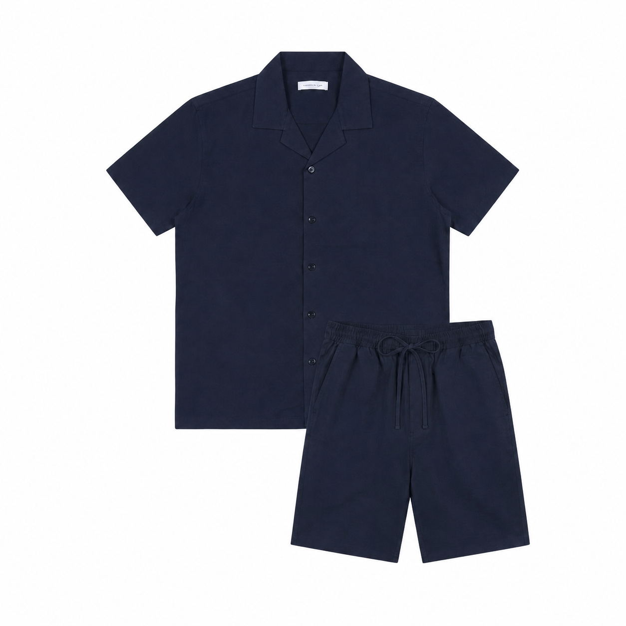 WEELZ Soft Camp-Collar Shirt & Shorts Set - Navy - view 2