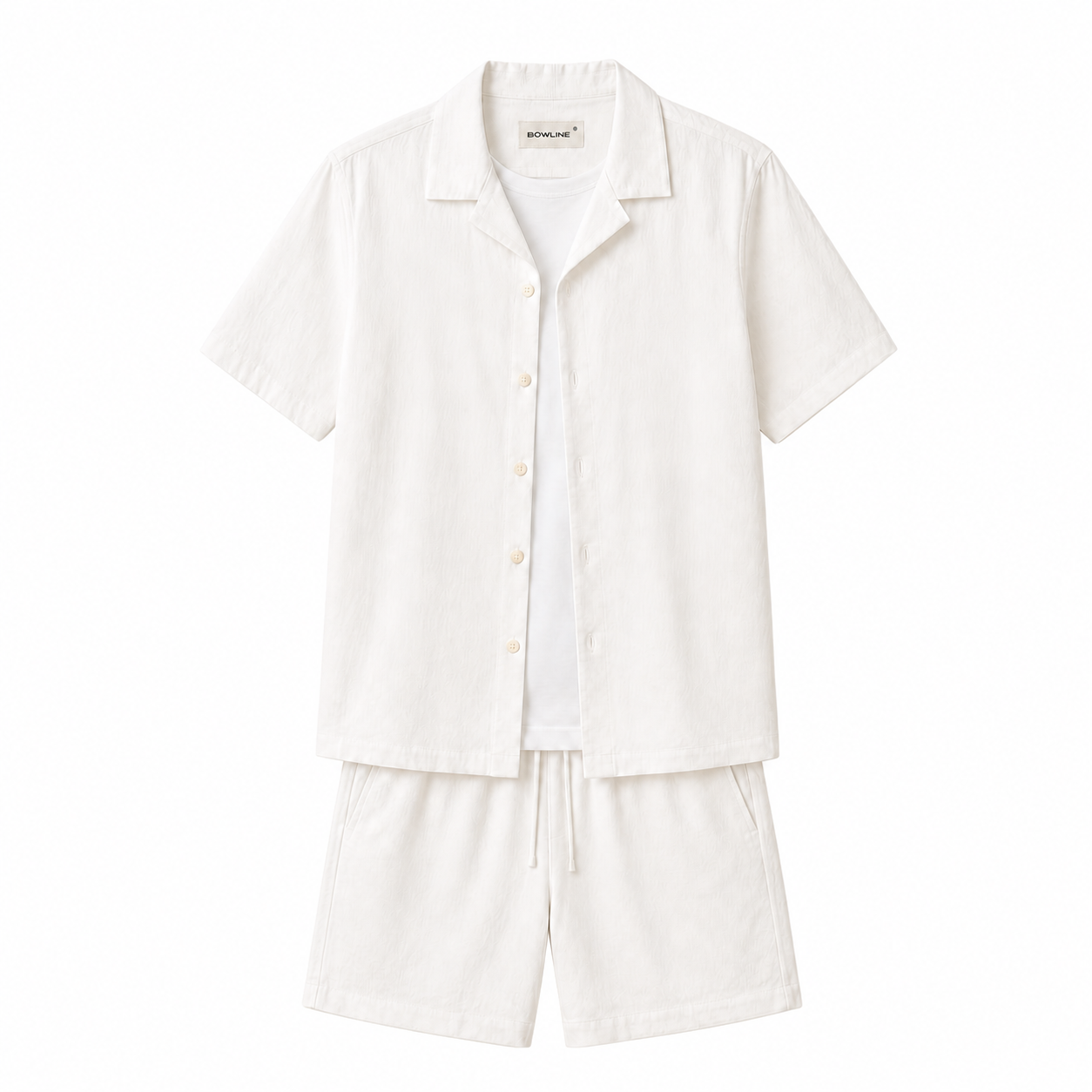 WEELZ Soft Camp-Collar Shirt & Shorts Set - White - view 1
