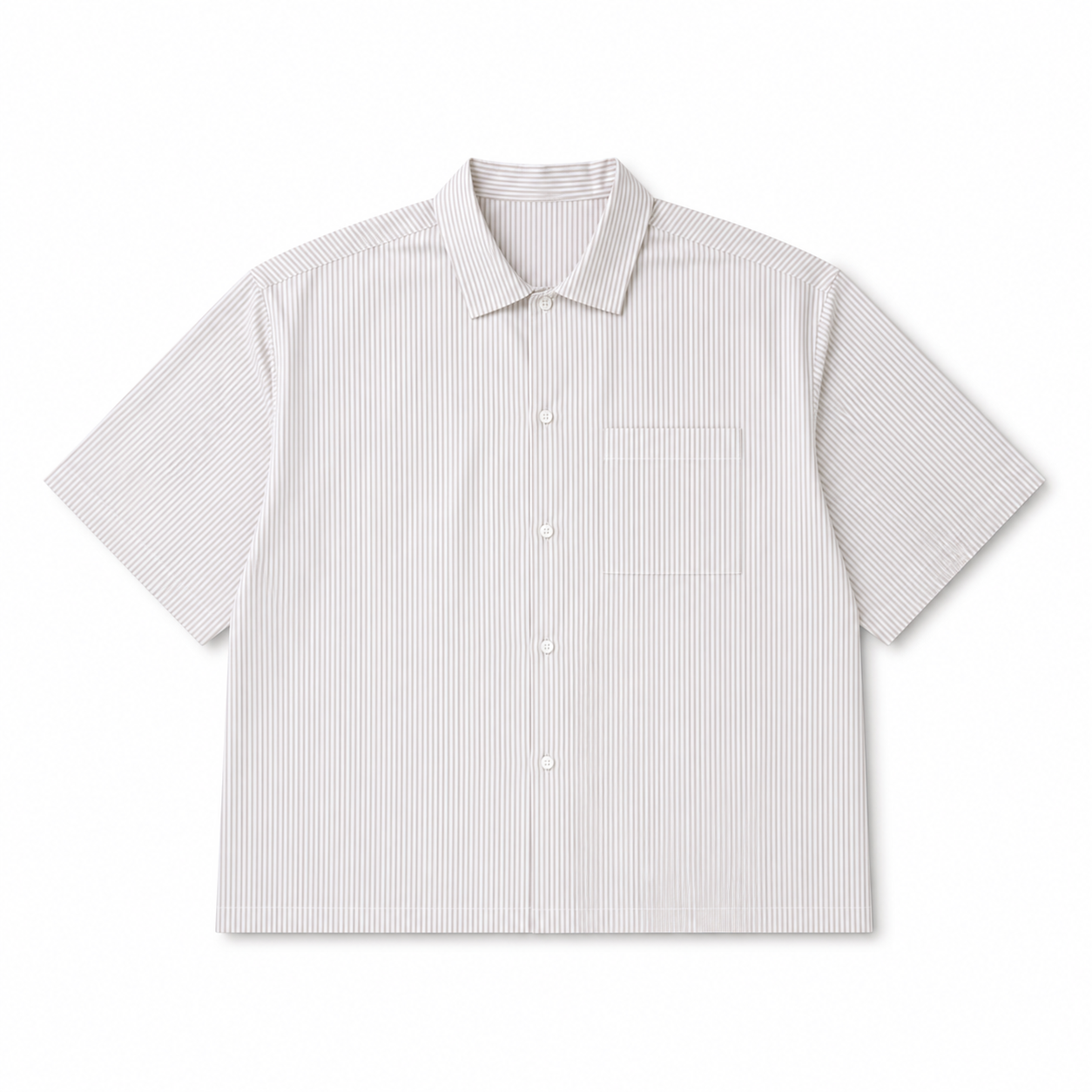 WEELZ Striped Box-Fit Short-Sleeve Shirt — Beige product view