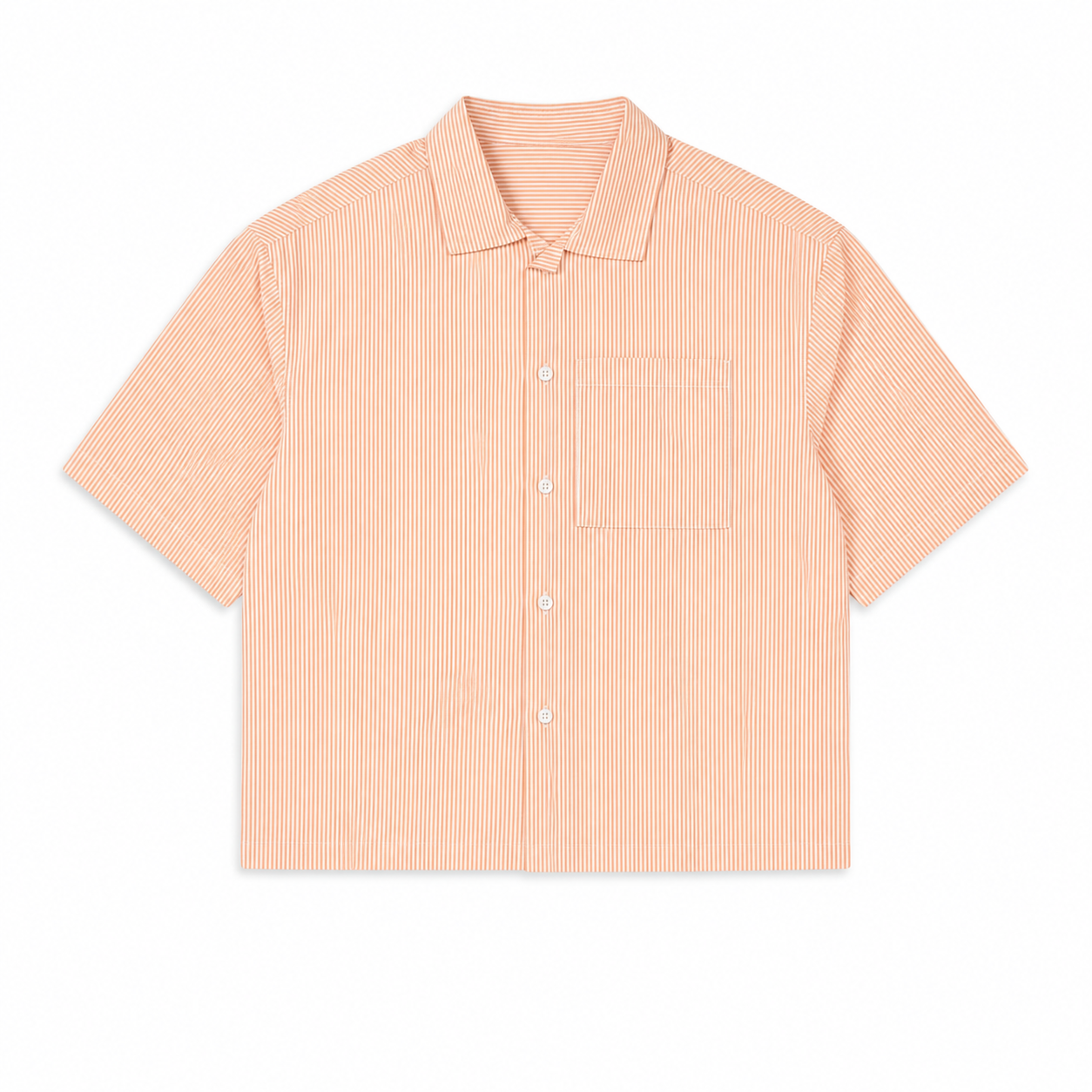 WEELZ Striped Box-Fit Short-Sleeve Shirt — Coral Orange product view