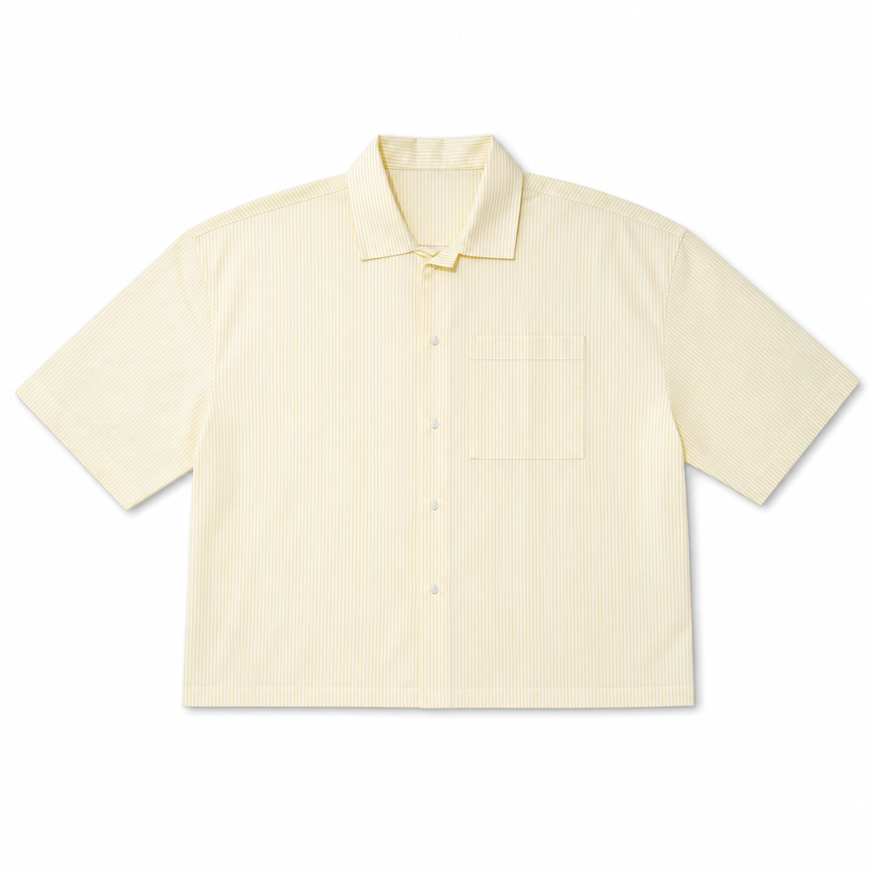 WEELZ Striped Box-Fit Short-Sleeve Shirt — Soft Yellow product view