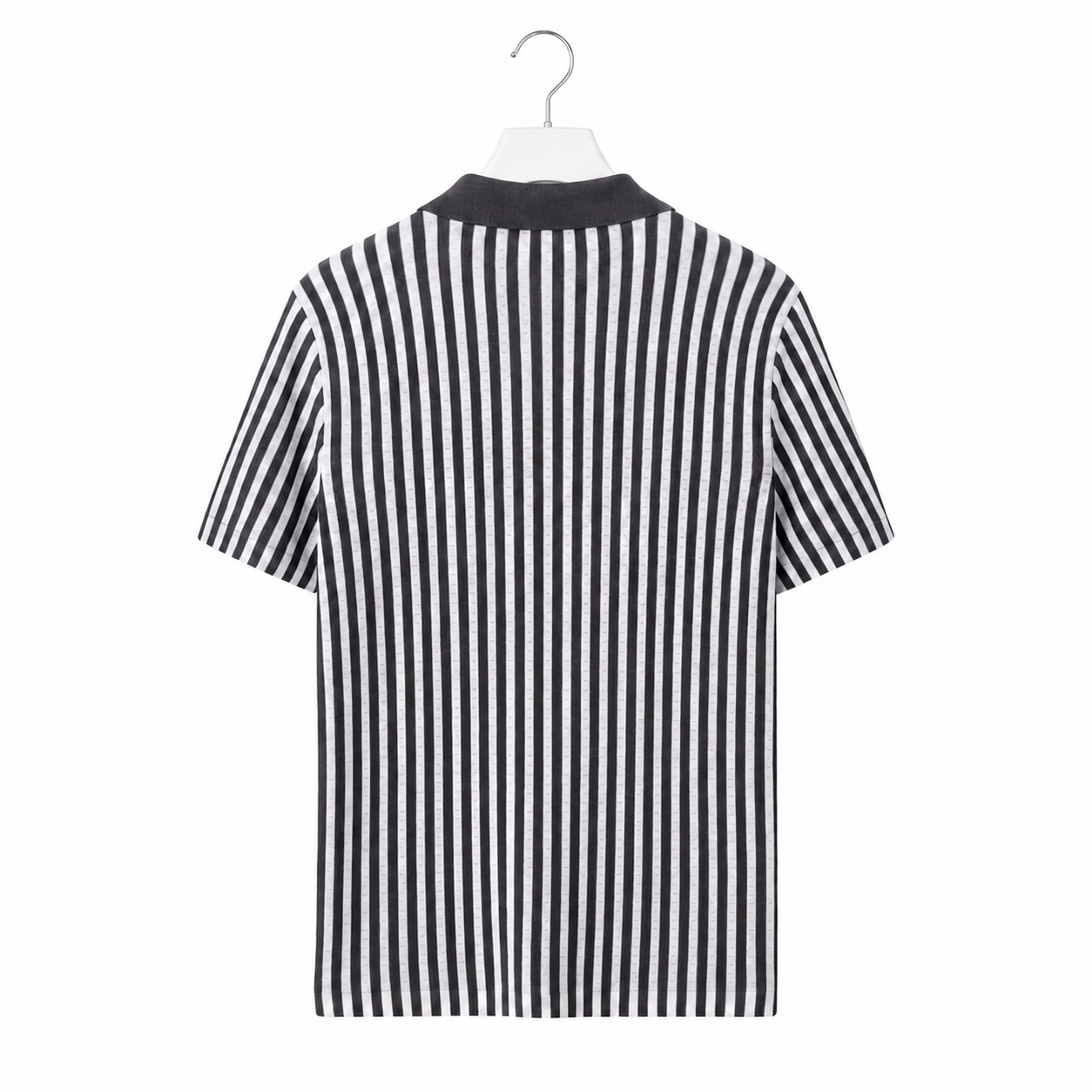 WEELZ Striped Button-Through Knit Shirt - Grey & Black - view 3
