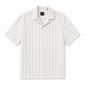 WEELZ Striped Linen-Blend Short-Sleeve Shirt — Beige & Cream Stripe product view