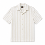 WEELZ Striped Linen-Blend Short-Sleeve Shirt — Beige & Cream Stripe product view